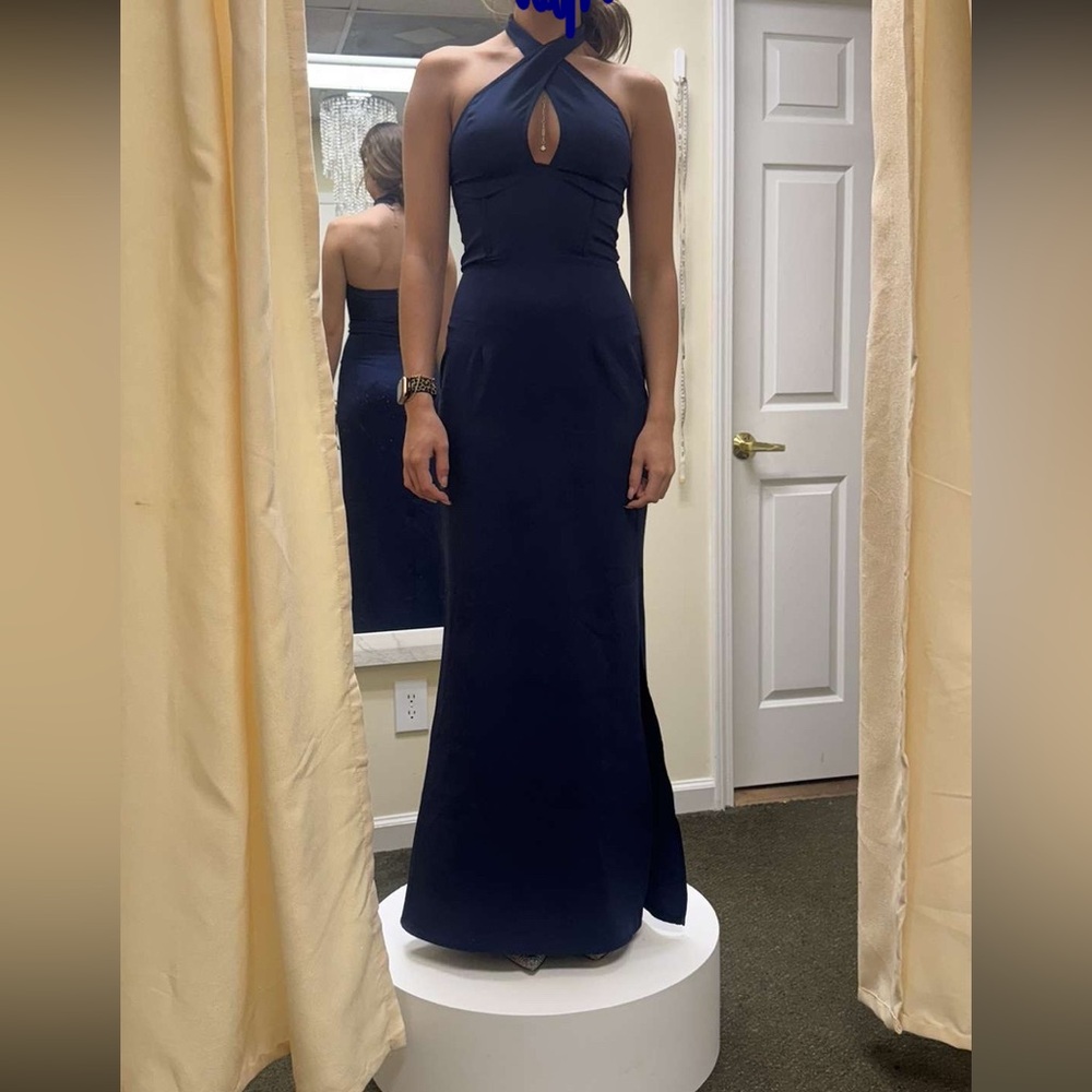 PrettyLittleThing Elegant Navy Evening Gown